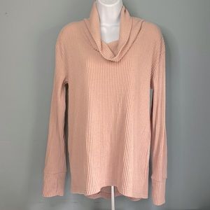 Jane and Delancey Sweater pink Velour Loose Neck Cowl Tunic M